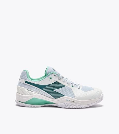 Tennis shoe for clay courts - Protection and cushioning - Men&rsquo;s BLUSHIELD TORNEO 3 CLAY WHITE/SHADED SPRUCE - Diadora