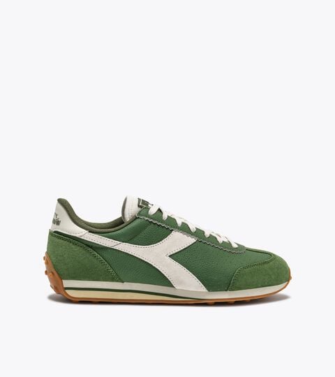 Low-profile leather sneaker - All-gender RALLY PUNCHED GREEN BOTANIC - Diadora